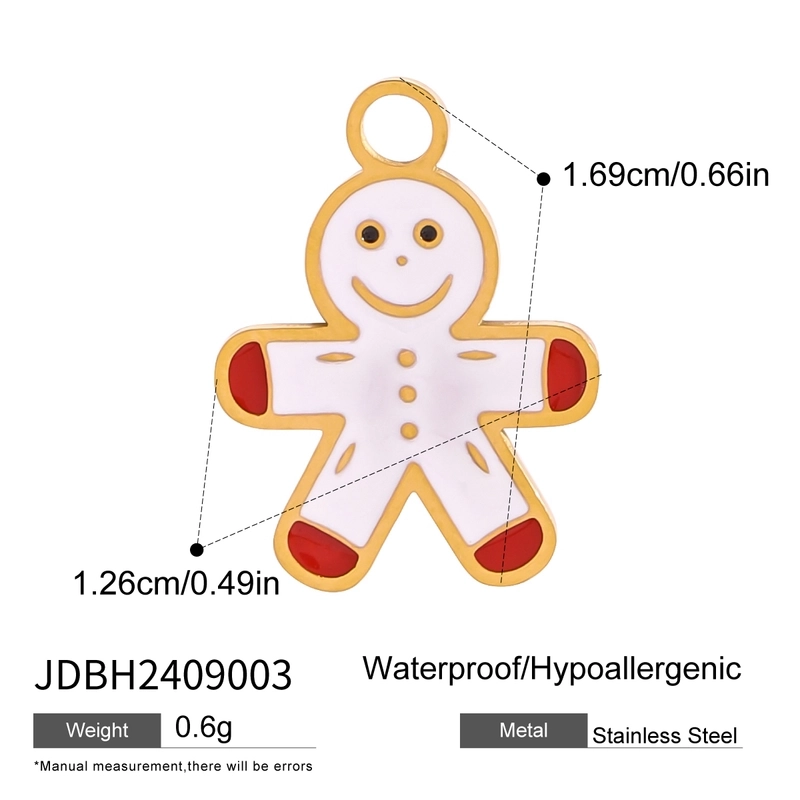 3 PCS/Package 304 Stainless Steel 18K Gold Plated Santa Claus Christmas Socks Snowman Pendant Jewelry Accessories