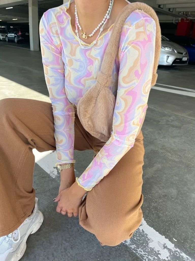 Angel Aura Marble Mesh Top