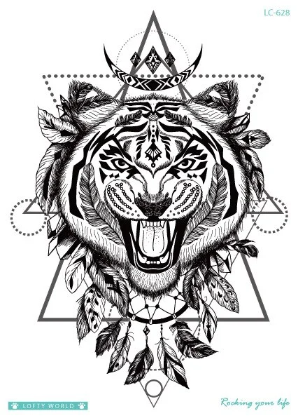 Sdrawing Transfer fake tattoo Waterproof Temporary Tattoo sticker men women Tiger wolf tattoo flash tatto arm tatoo makeup sticker