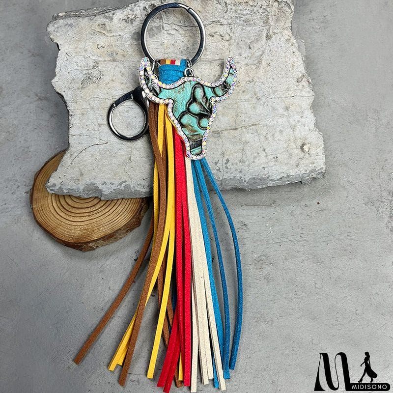 MidiSono - Rhinestone Bull Keychain with Tassel