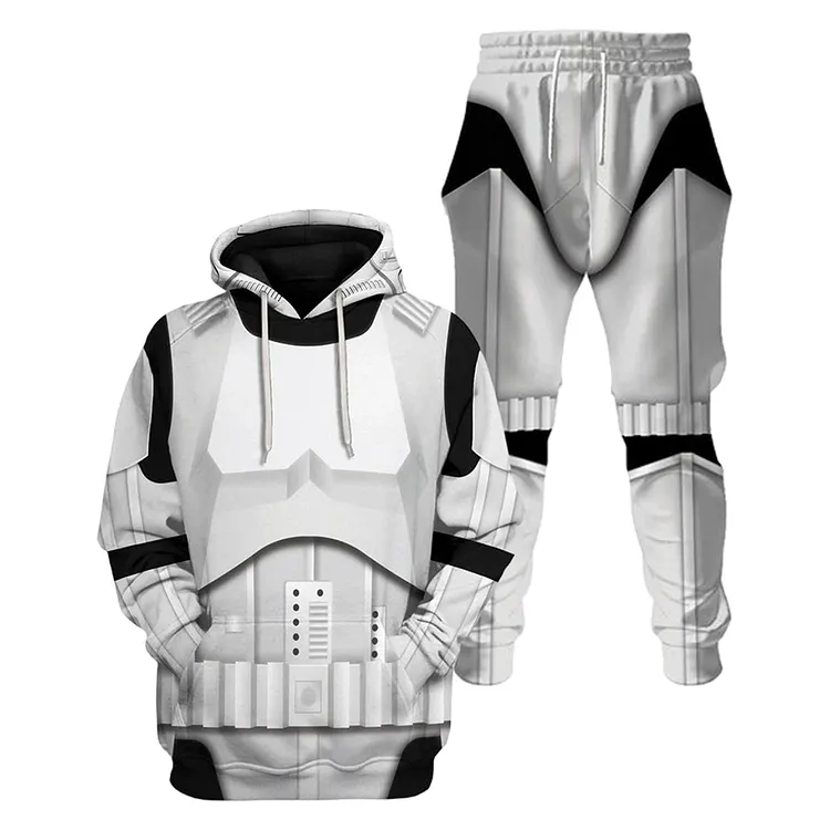 Stormtrooper White&nbsp;Hoodie Coat Pants Set Outfits&nbsp;Cosplay Costume Halloween Carnival Suit