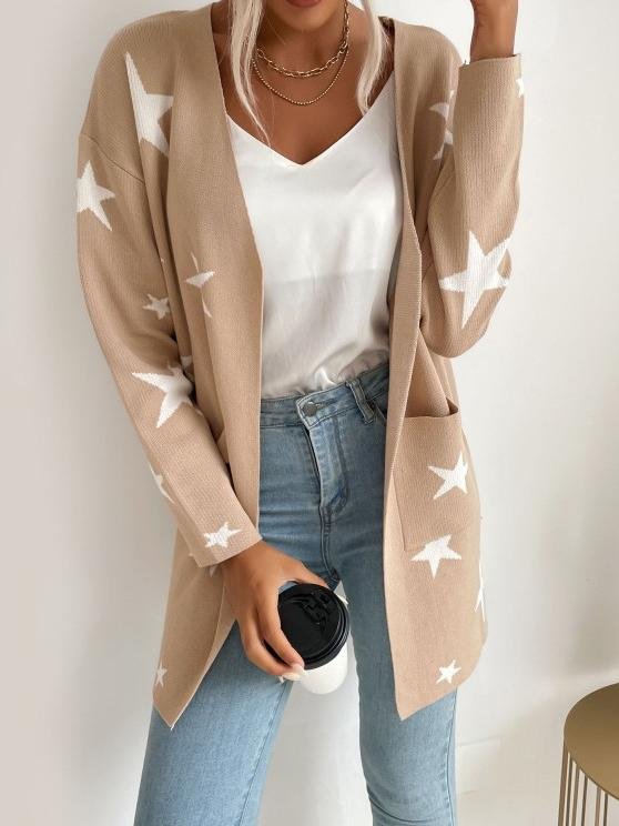Women's Long Sleeve V-neck Graphic Printed Knit Top