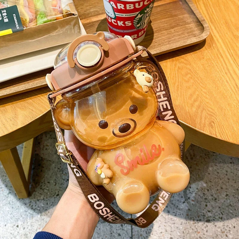 Super Adorable Knight Bear Bottle With Shoulder Strap  - vzzhome
