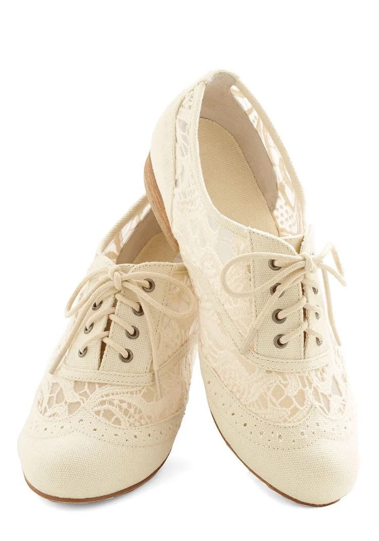 Beige Lace Oxford Shoes Vdcoo