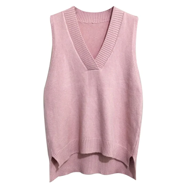 Muyogrt V-neck Knitted Vest Women's Sweater Autumn And Winter 2021 Korean Loose Wild Sweater Vest Sleeveless Sweater Jumpers