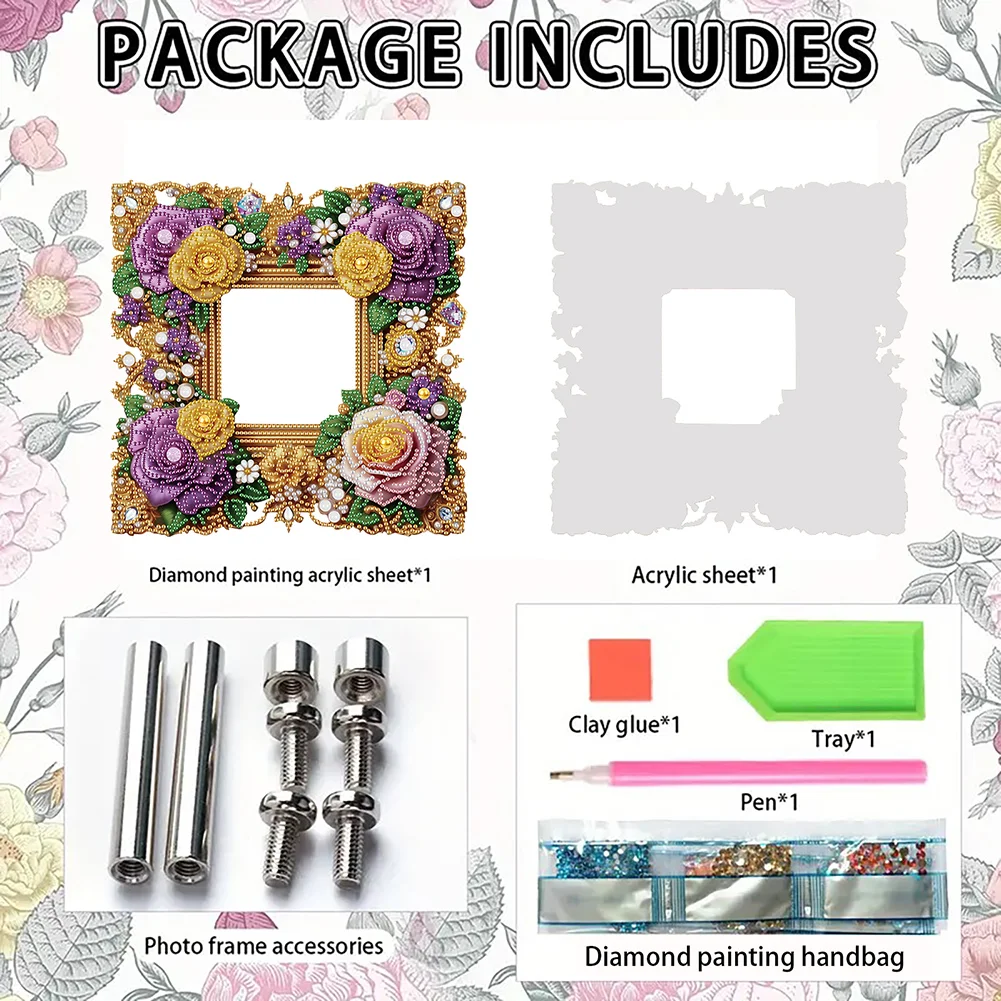 5D DIY Flower Acrylic Special Shape Diamond Painting Picture Frame