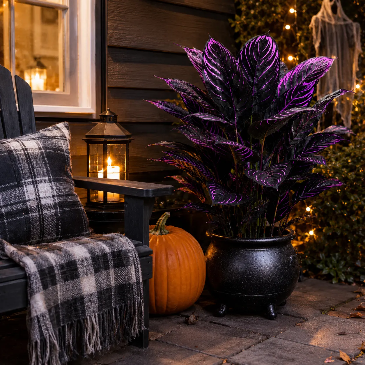 Midnight Violet Artificial Foliage – Halloween Porch & Gothic Decor