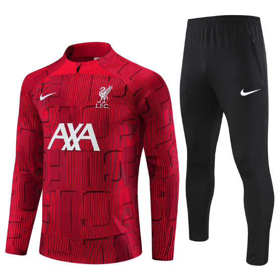 23/24 Liverpool Half-Pull Training Suit Red Black Football Jersey Set Thai Quality