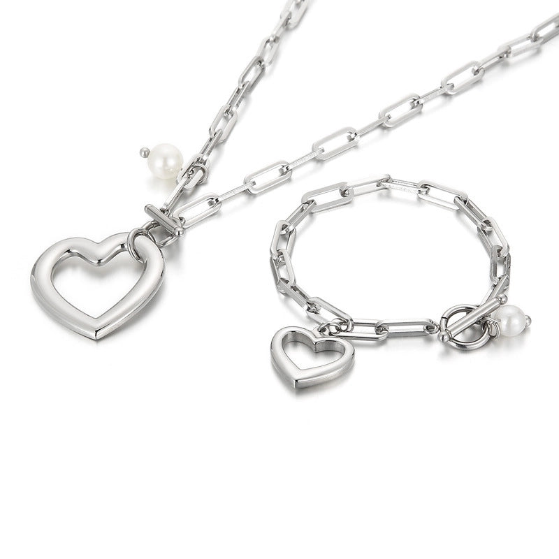 Titanium Steel 18K Gold Plated Fashion Heart