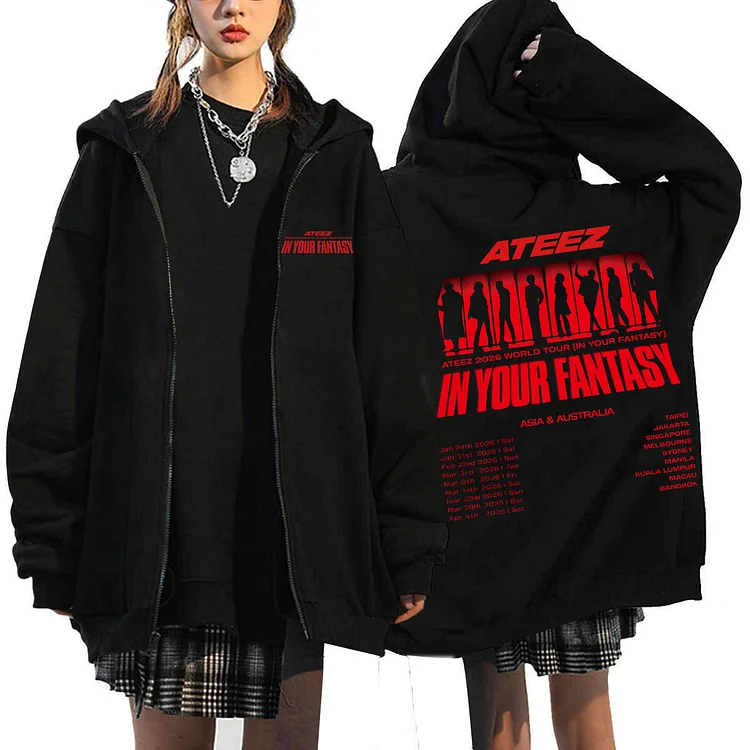 Ateez 2026 In Your Fantasy Tour Setlist Zip Up Hoodie