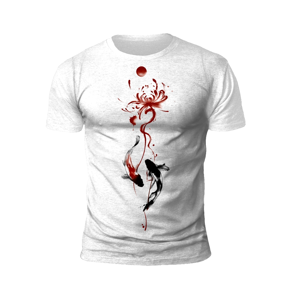 Koi and Lotus Ink Art T-Shirt