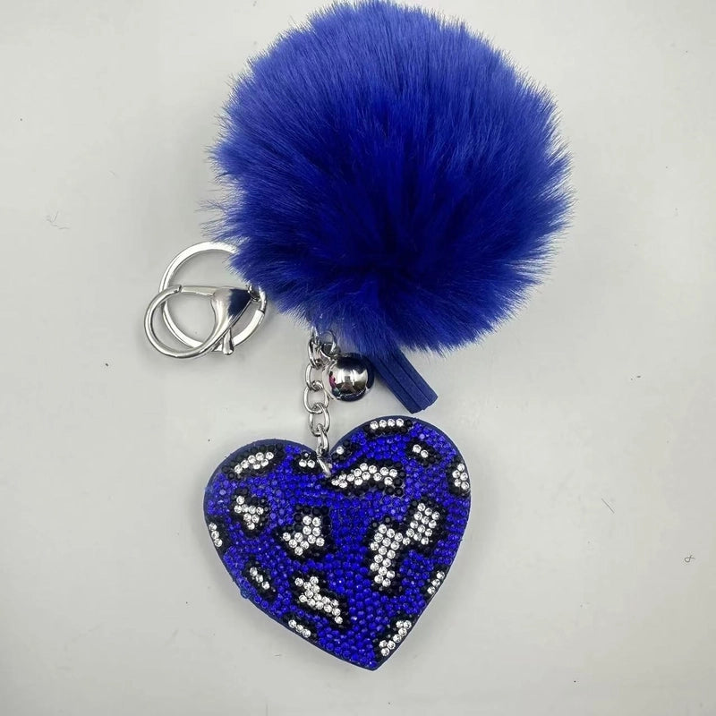 6 Pieces Sweet Korean Style Heart Shape Plush Rhinestones Unisex Keychain
