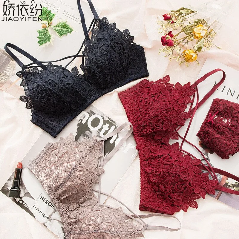 Billionm Brand New Thin Section Sexy Lace Bra Set Cozy Triangle Cup Women Underwear Set Hot Sale Hollow Embroidery Bra Brief Sets