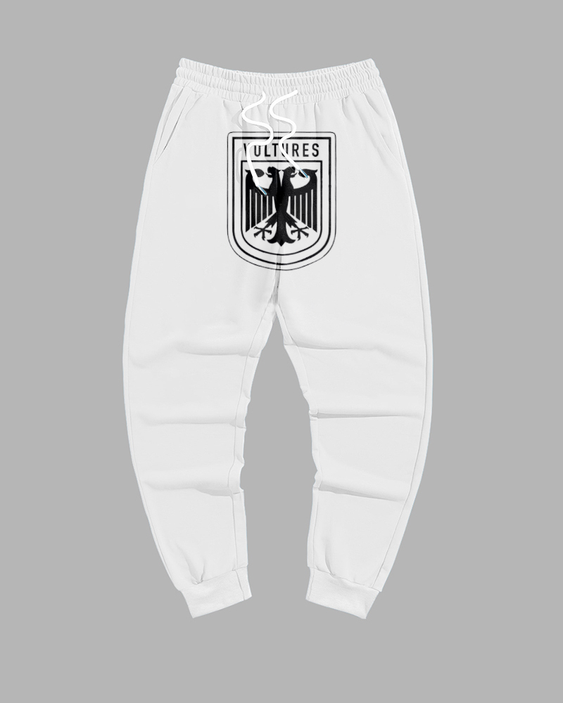Big and Tall Guy's White Yultures Eagle Print Sweatpants