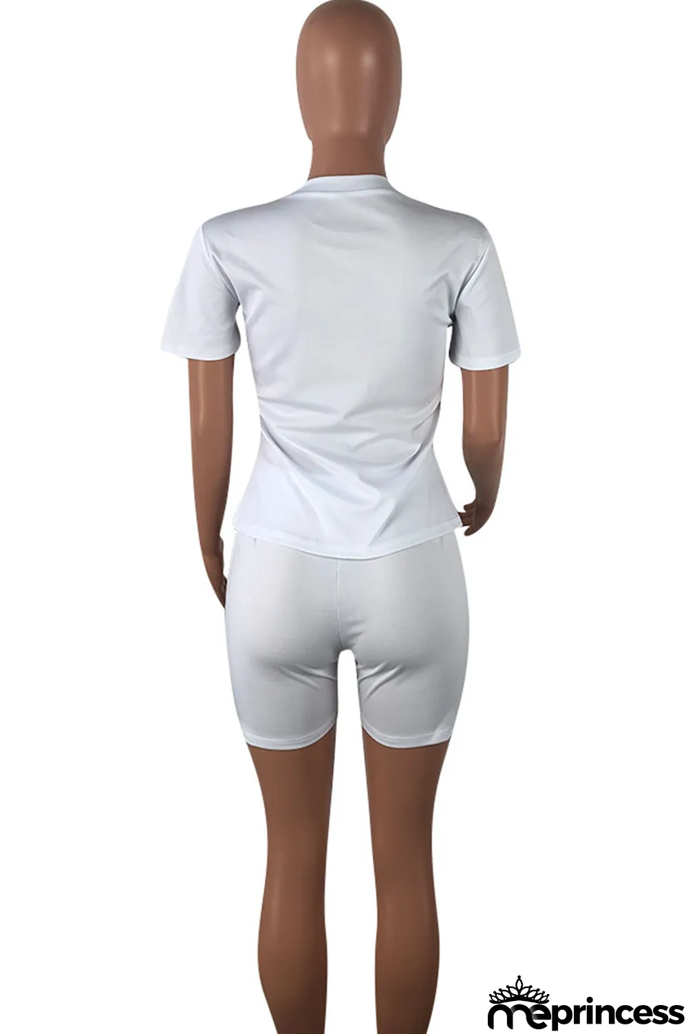 Orange Casual Letter Print Split Joint O Neck Short Sleeve Two Pieces