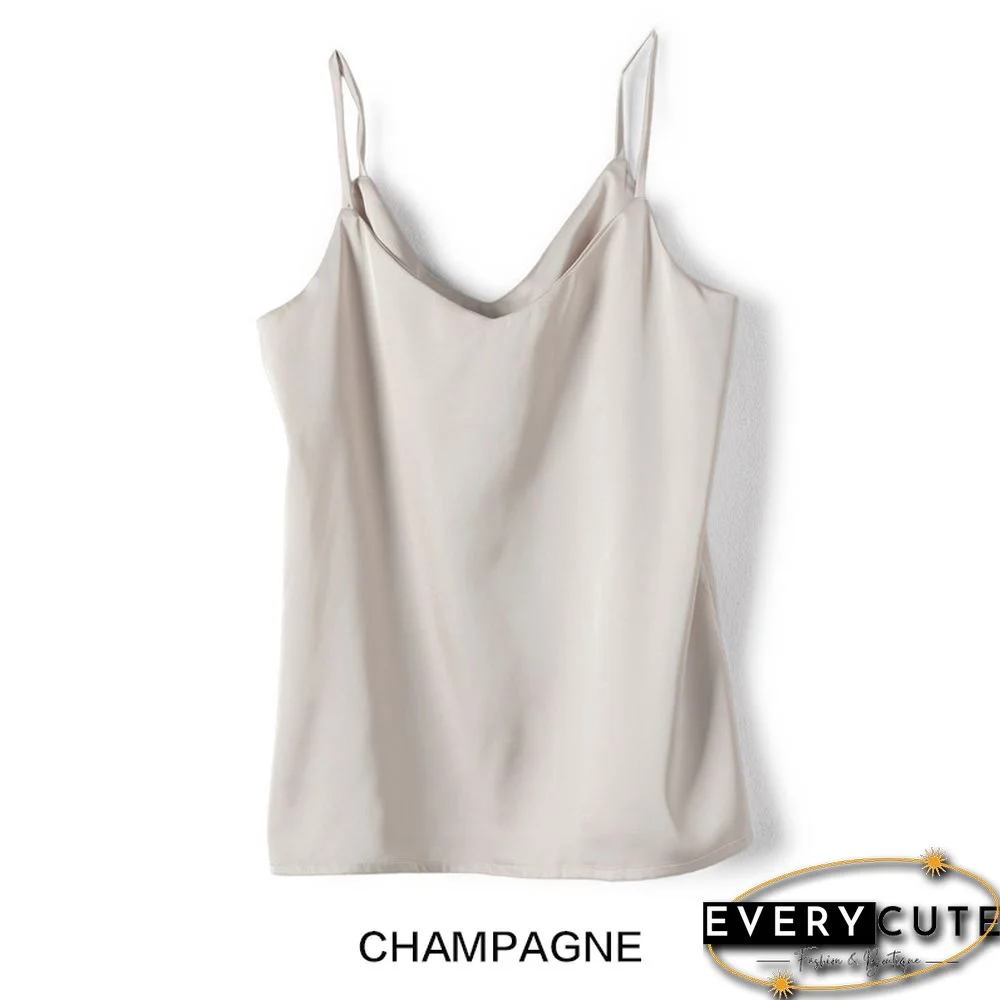 V-Neck Satin Beauty Back Camisole Women's Outer Wear Off-Shoulder Bottoming Shirt Looks Thin And All-Match New Product