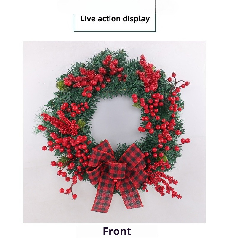 Tegooe Classic Red Plaid Bow Christmas Wreath - 16 Inch