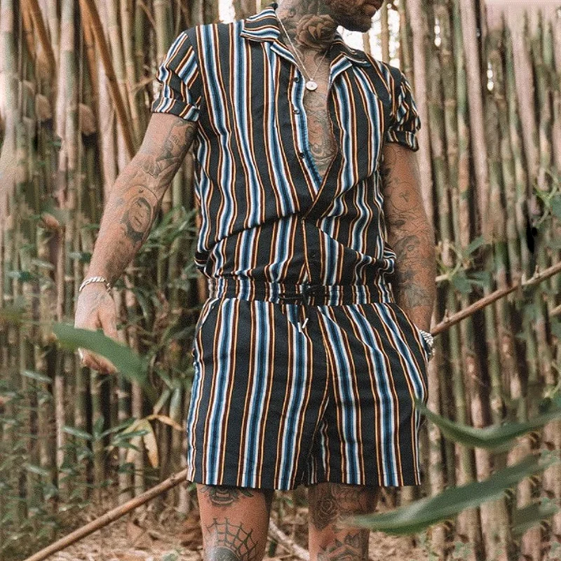 Beach On Vacation Striped Shirt Match Set
