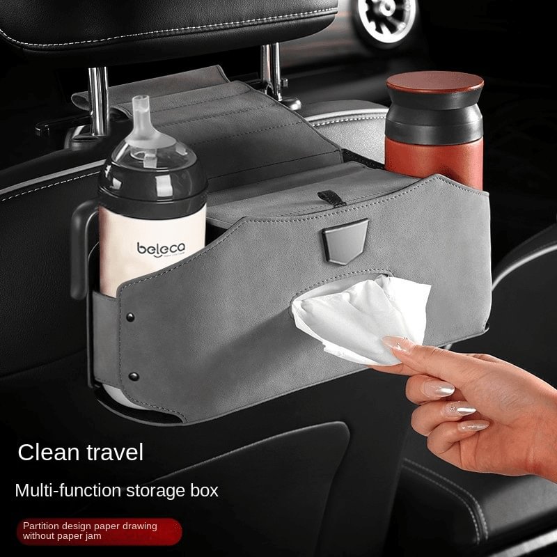 Car seat back suede hanging storage box