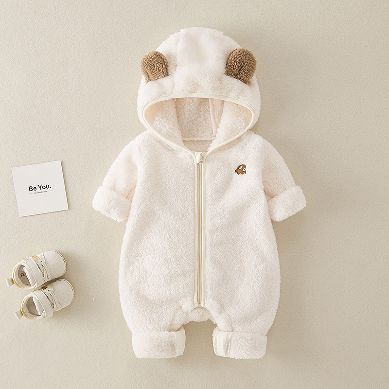 New Born Baby Boy Winter Romper IN Fur Stuff Bear Design main image 0