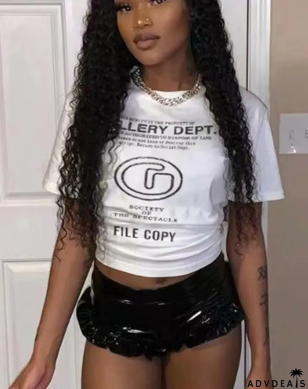 Summer Letter Slogan Logo Printing Women Round Neck Short-Sleeved T-Shirt High Street Loose Crop Top