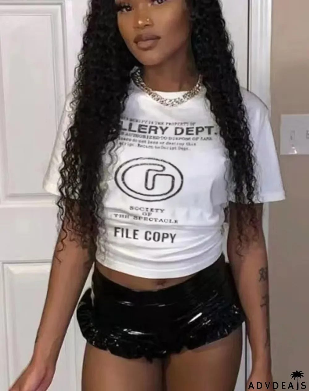 Summer Letter Slogan Logo Printing Women Round Neck Short-Sleeved T-Shirt High Street Loose Crop Top