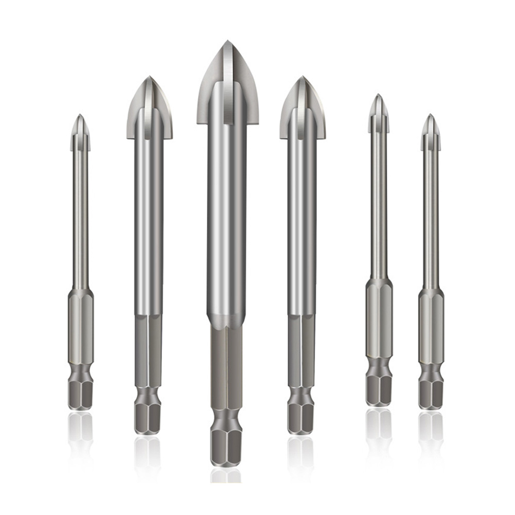 

5/6pcs Woodworking Triangle Tile Drill Bit Hex Shank Concrete Hole Openers, 4+5+6+8+10+12mm, 501 Original