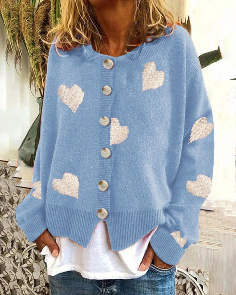 Wongn Wongn And Winter New Women's Sweater Single Breasted Love Sweater Women's Cardigan