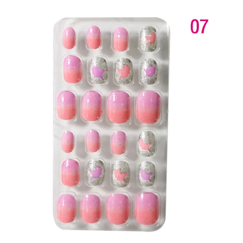24PCS/box Children/adult Cartoon Candy Fake Nails Full Coverage Self-adhesive Nail Polish Cute Girl Manicure Decoration CL02