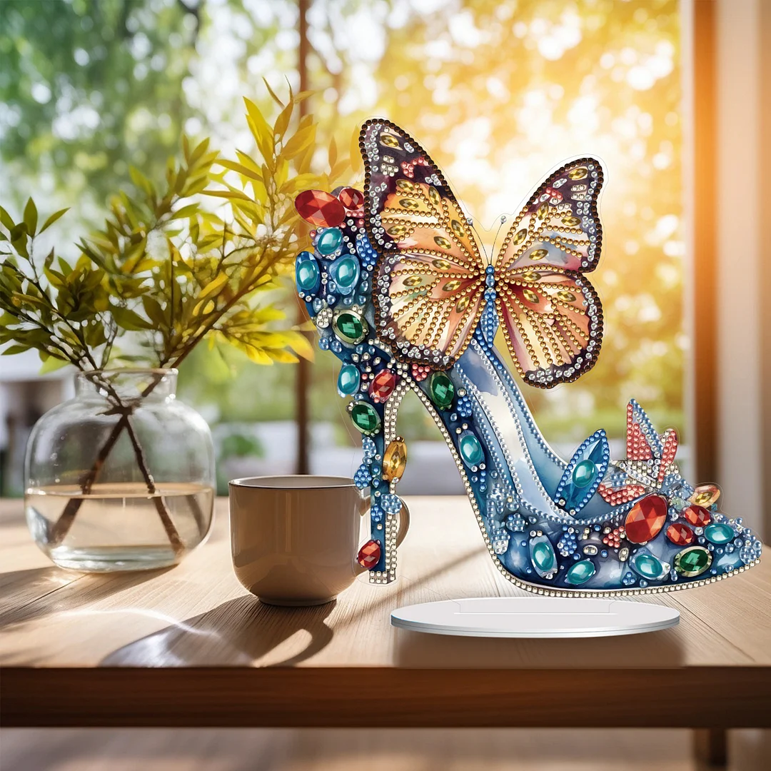 DIY High Heels Single Sided Diamond Painting Acrylic Tabletop Ornaments for Office Decor