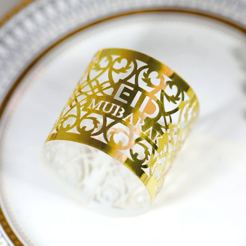 10/20/30pcs Eid Mubarak Paper Napkin Ring Ramadan Decorations for Home Napkin Holder EID Muslim Party Ramadan Kareem Table Decor