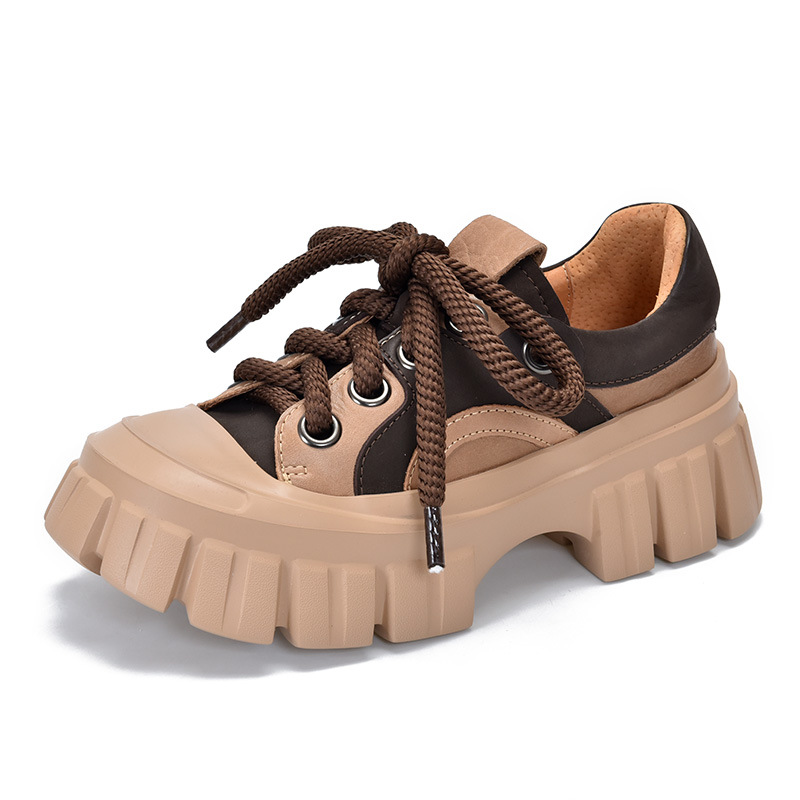 Retro Splicing Lace-Up Thick Bottom Shoes