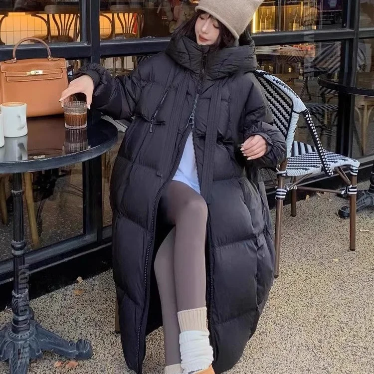 Woherb Korean Version Of High Quality Thick White Duck Down Big Quilt 2024 New Winter Down Jacket Female Long Over The Knee Coat Tide-Outfit Ideas