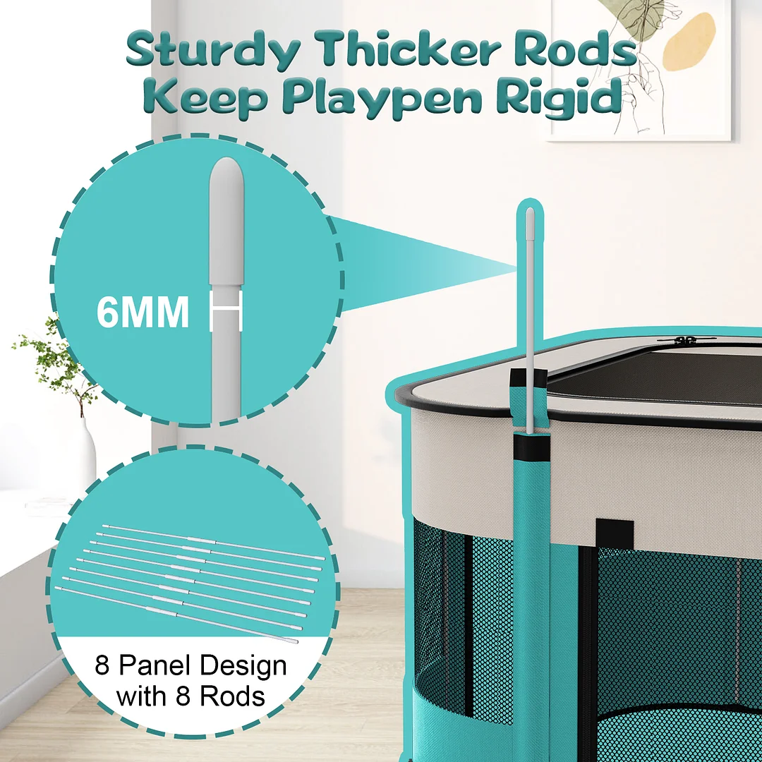 BEBANG Pet Playpen, Foldable Portable Dog Cat Playpens Exercise Kennel Tent, Removable Shade Cover, Indoor Outdoor Travel Camping Use