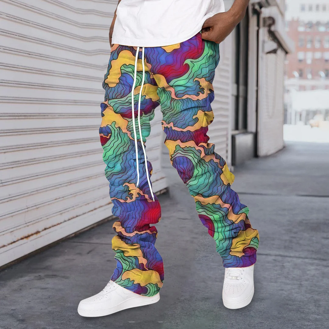 Retro Street Fashion Street Style Stacked Pants
