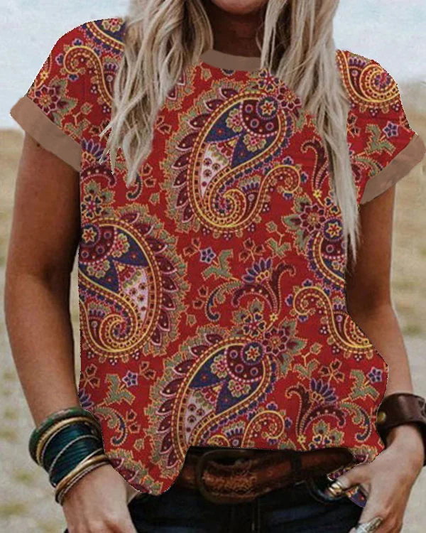Paisley Floral Crewneck Top
