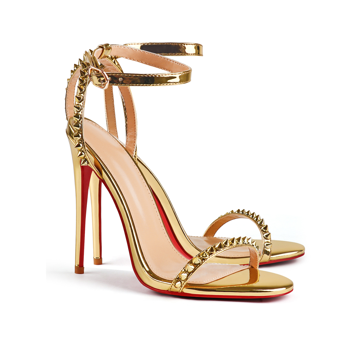 100mm/120mm Women's High Heels Rivets Party Red Bottom Sandals-vocosishoes