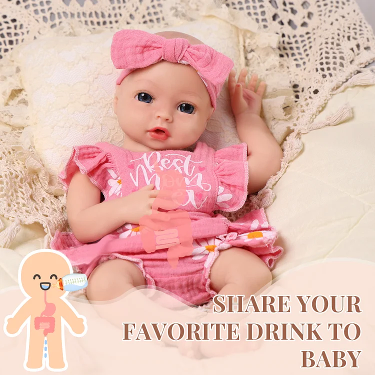 [Drink and Wet System]Babeside Terry 12"/16" Realistic Silicone Smiling Baby Little Infant Girl Gift Of Comfort