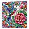 Framed Diamond Painting - Special Shaped - Rose Flowers and Hummingbird(25x25cm)