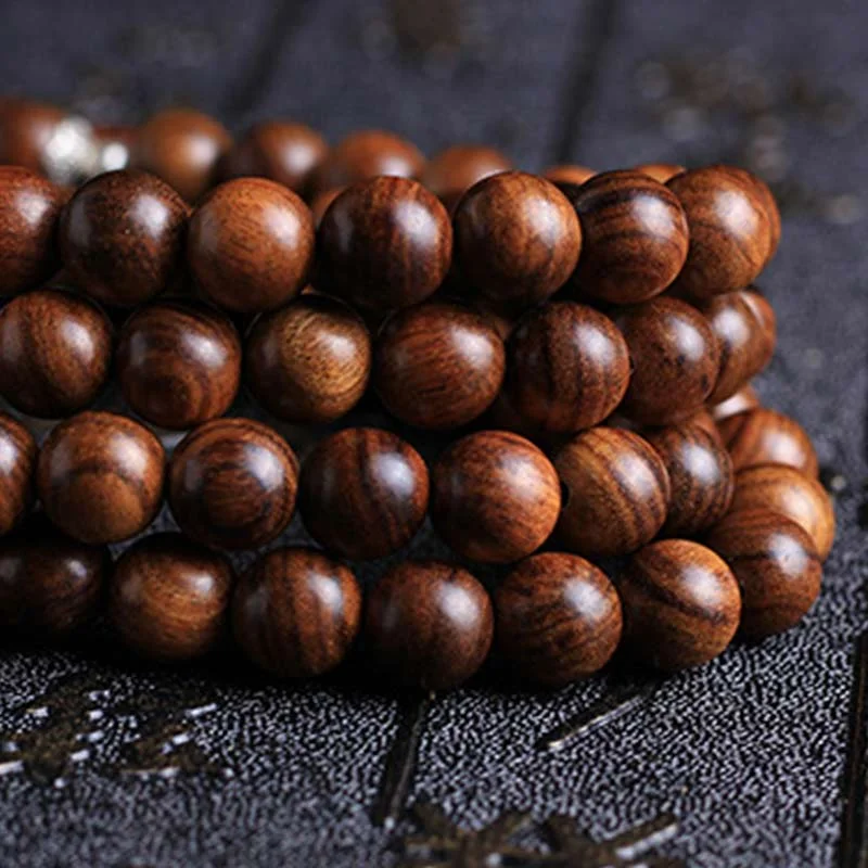 108 Beads Natural Rosewood Necklace Healing Bracelet Mala