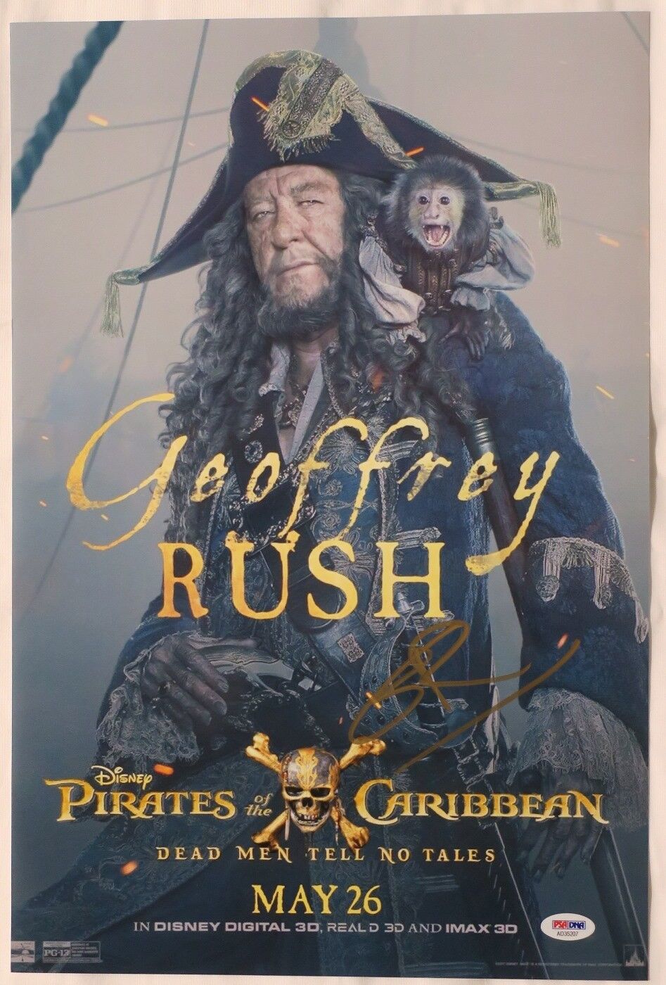 Geoffrey Rush Signed Pirates Authentic Autographed 12x18 Photo Poster painting PSA/DNA #AD35207