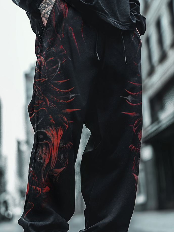 Art Print Track Pants Satanic Hell Fire Totem Unisex Casual Sweatpants