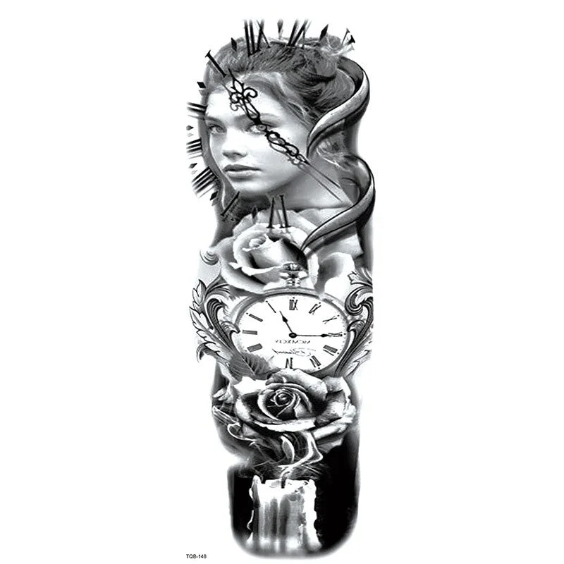 Large Arm Sleeve Tattoo Dragon Tiger Wolf Waterproof Temporary Tatoo Sticker Totem Tatto