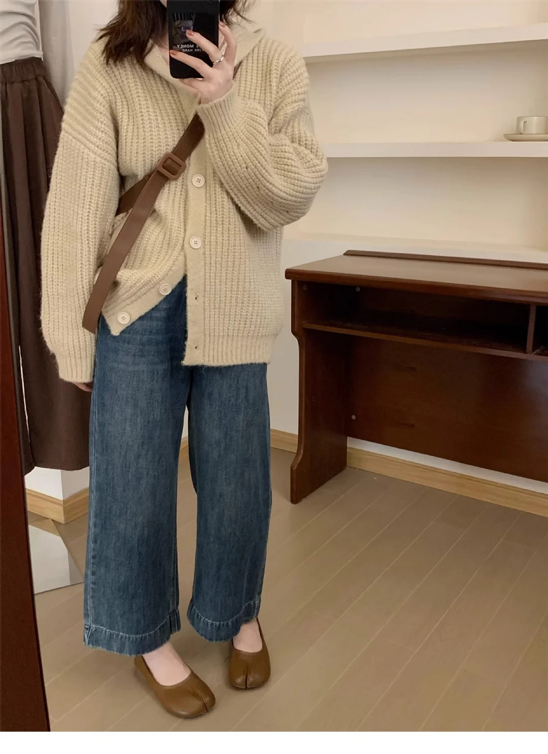 Toloer Toloer Recommend Korean Soft Waxy Twist Flower Sweater Coat Female Autumn And Winter Solid Color Loose Thick Needle Hat Knit Cardigan Jacket-Outfit Ideas