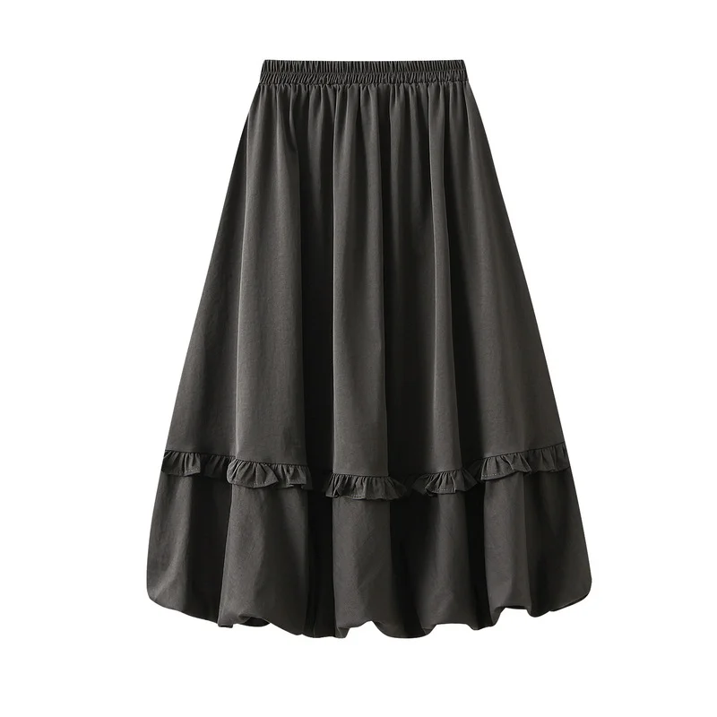 Nigikala Nigikala Waist Wood Ear Folding Flower Buds Mid-Long Dress Girl 2025 New Crobs Thin Dress 2217