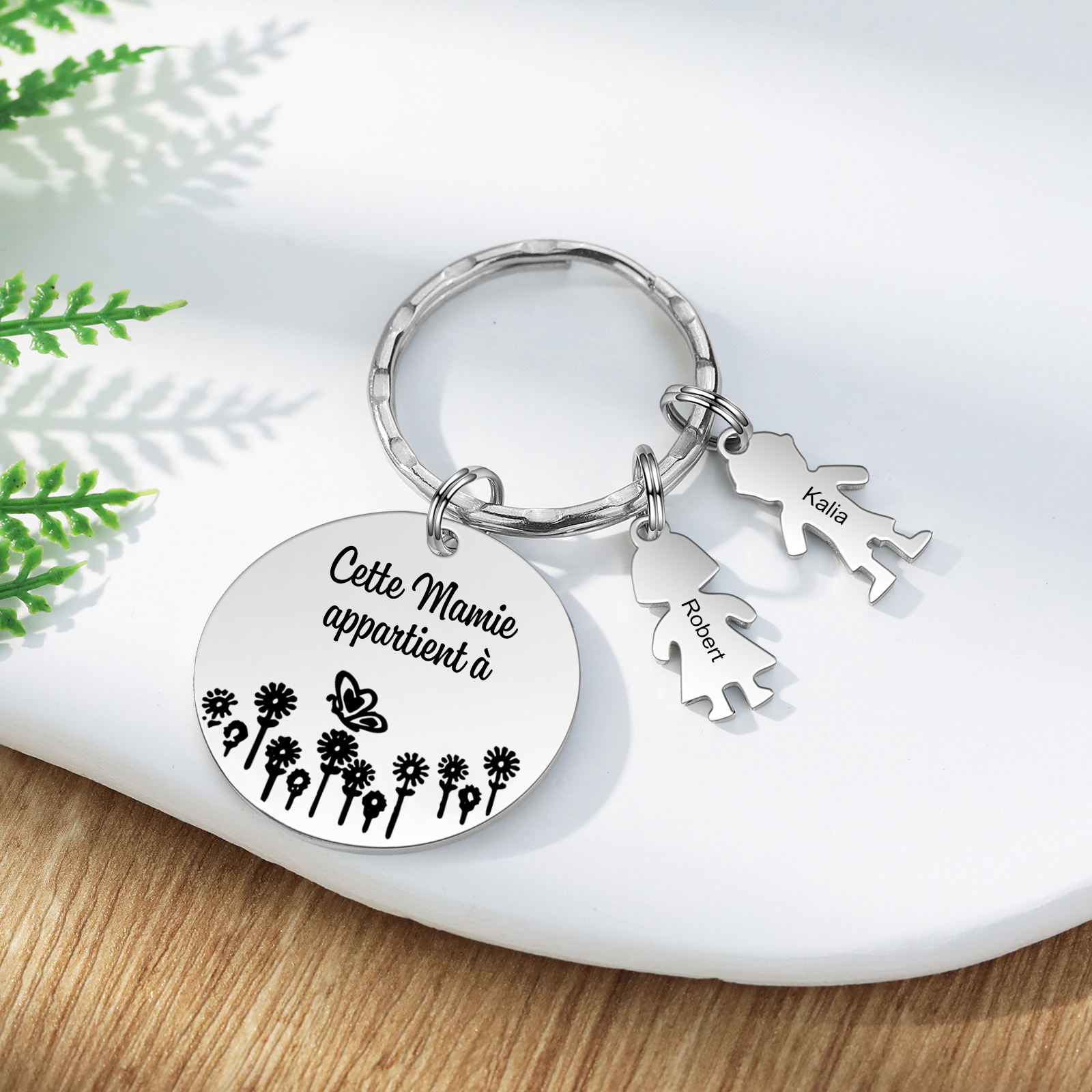 À Ma Mamie - 1-5 Noms Porte-Clés Personnalisés Avec Breloques Enfants