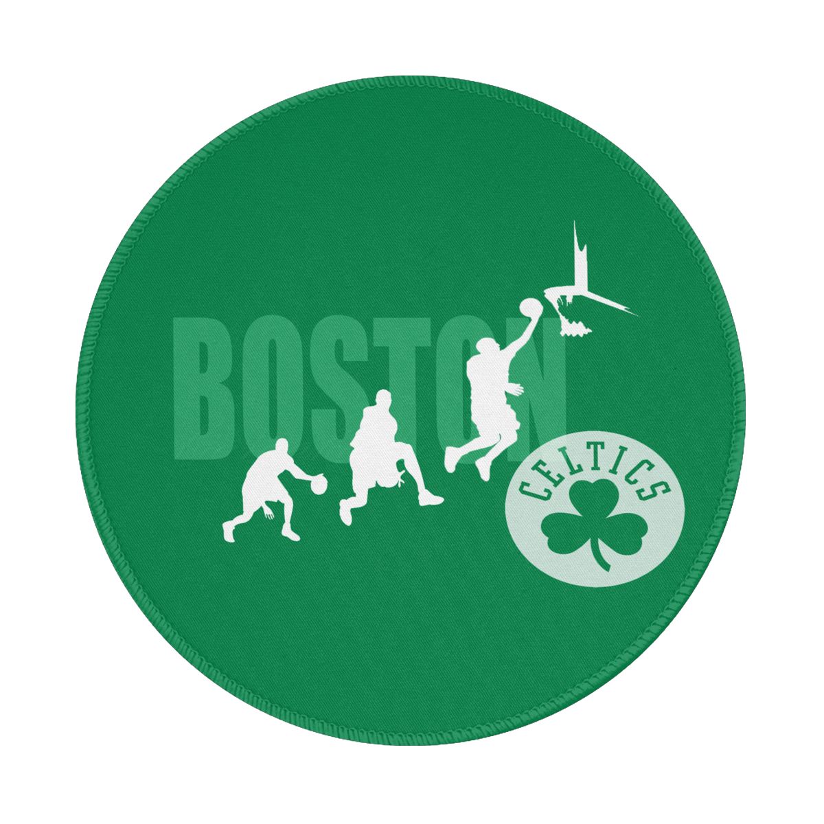 Boston Celtics Green Waterproof Round Mouse Pad for Wireless Mouse