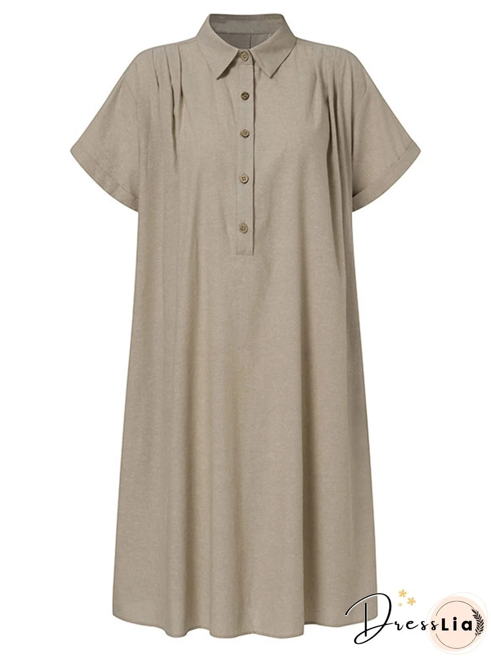 Cotton Linen Shirt Dress Pocket Dress Beach Casual Skirt