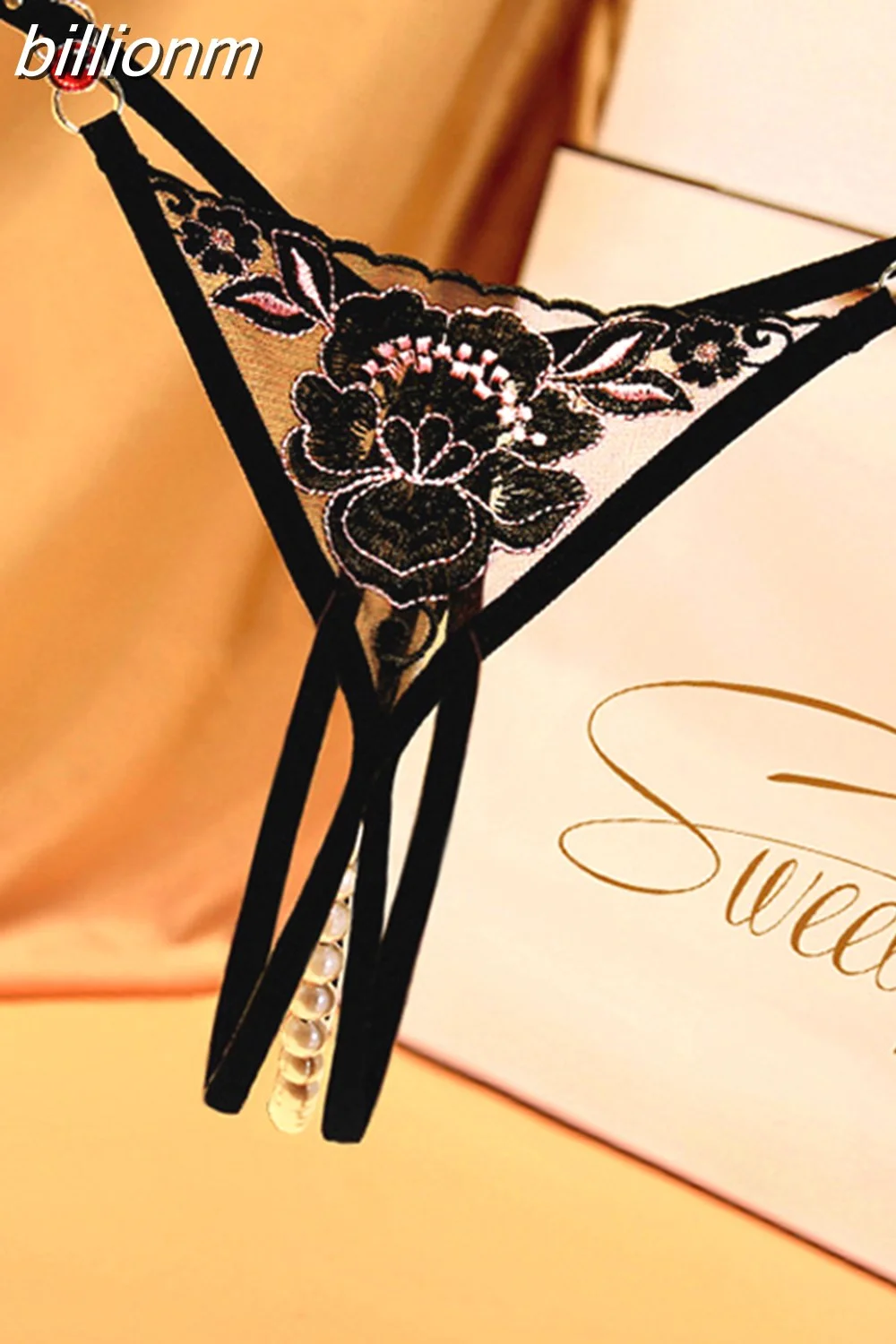 billionm Open Crotch Beading Massuge Women GString Panties Fashion