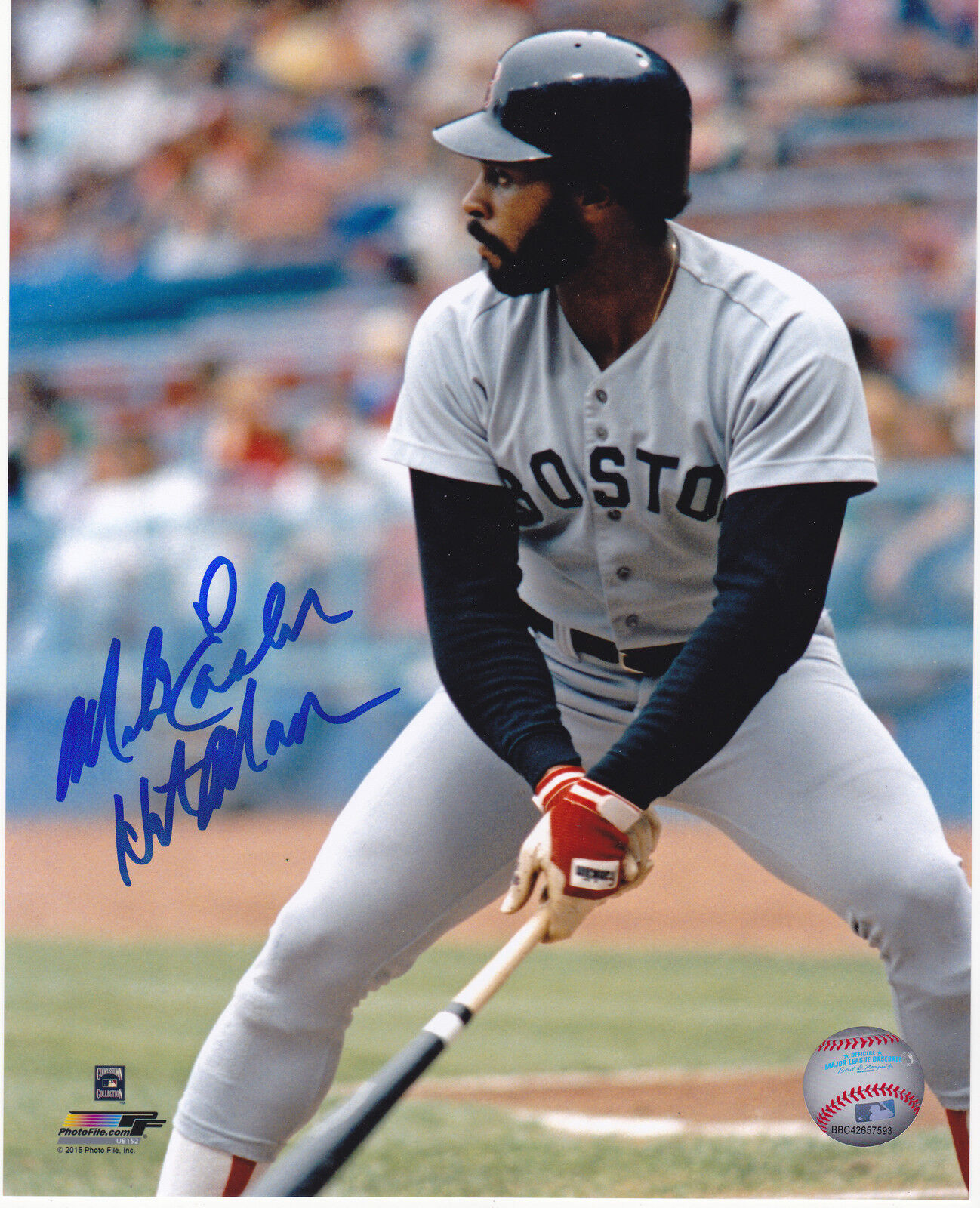 MIKE EASLER BOSTON RED SOX HIT MAN ACTION SIGNED 8x10